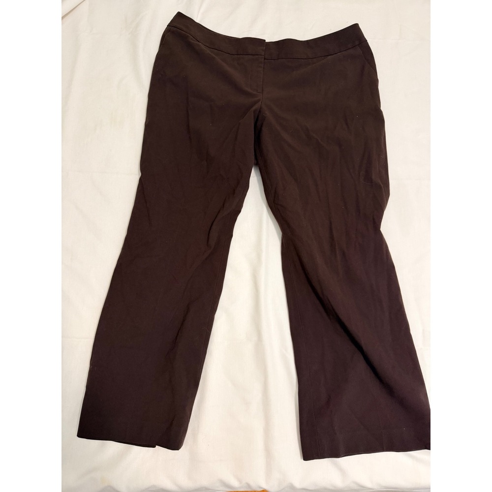 Semantiks Womens 18WP Brown Wide Leg Dress Pants Petite Stretch Career Trousers